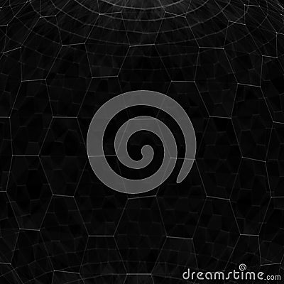 Multilayer sphere of honeycombs. Futuristic black hexagon background. Futuristic honeycomb concept. Pattern for wallpaper design. Stock Photo