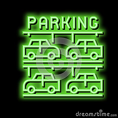 multilevel parking neon glow icon illustration Vector Illustration