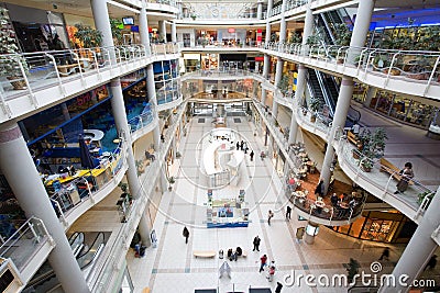 Multilevel shopping mall Stock Photo