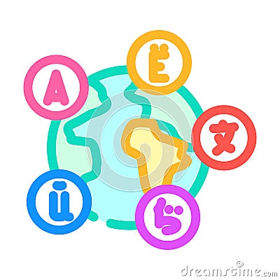 multilingual globe natural language processing nlp color icon vector illustration Vector Illustration