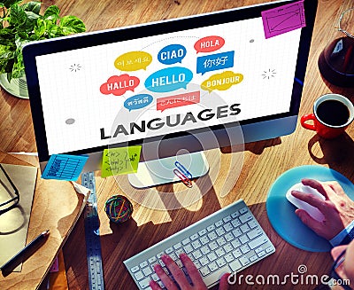 Multilingual Greetings Languages Communication Concept Stock Photo