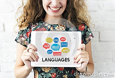 Multilingual Greetings Languages Technology Concept Stock Photo