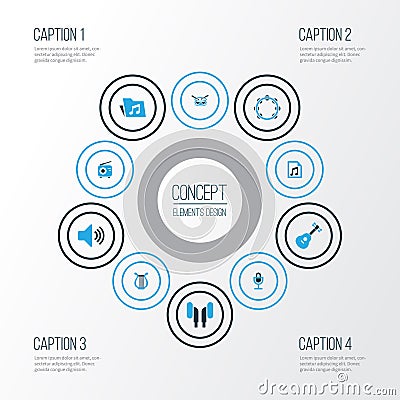 Multimedia Colorful Icons Set. Collection Of Microphone, Drum, Radio And Other Elements. Also Includes Symbols Such As Vector Illustration