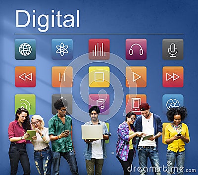 Multimedia Connection Digital Content Futuristic Concept Stock Photo