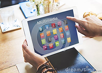 Multimedia Connection Digital Content Futuristic Concept Stock Photo