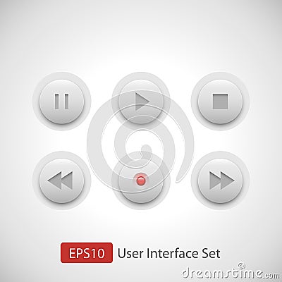 Multimedia Control Button Set Vector Illustration