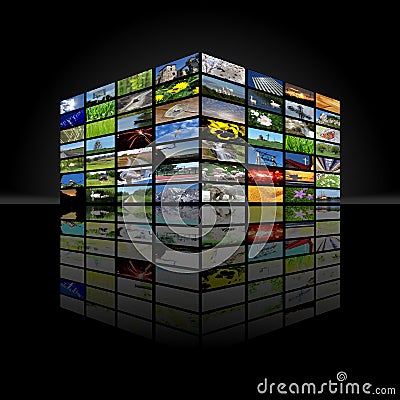 Multimedia cube Stock Photo