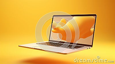 Multimedia and entertainment ai generated floating laptop template Stock Photo