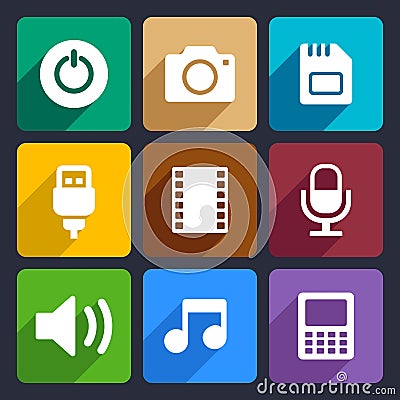 Multimedia flat icons set 2 Vector Illustration