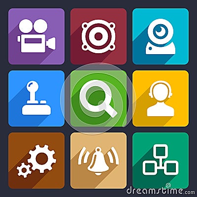 Multimedia flat icons set 3 Vector Illustration