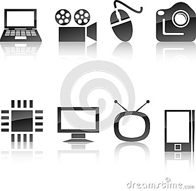 Multimedia icon set. Vector Illustration