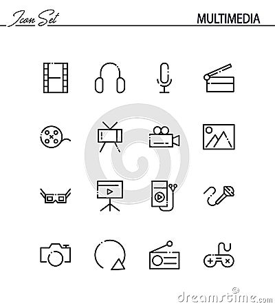 Multimedia icon set Vector Illustration