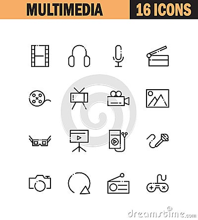 Multimedia icon set Vector Illustration