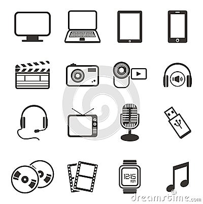 Multimedia icon sets Vector Illustration