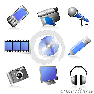 Multimedia icons set Vector Illustration