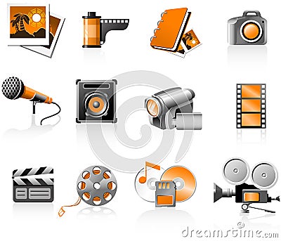 Multimedia icons set Vector Illustration