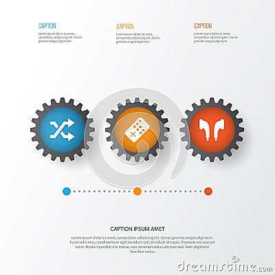 Multimedia Icons Set. Collection Of Controller, Randomize, Headphone Elements. Vector Illustration