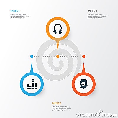 Multimedia Icons Set. Collection Of Meloman, Equalizer, Earphone And Other Elements. Vector Illustration