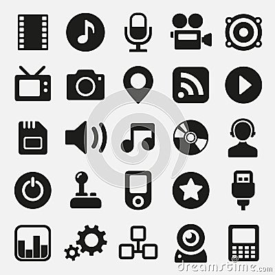 Multimedia icons set Vector Illustration