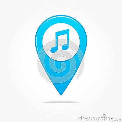 Multimedia & Music Pin Icon Vector Illustration