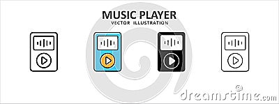 multimedia music video player portable icon vector illustration simple flat line graphic design Vector Illustration