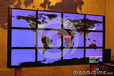 Multimedia technology, video wall Editorial Stock Photo