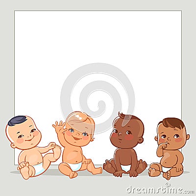 Multinational babies set Vector Illustration