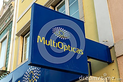 MultiOpticas logo sign. Multiopticas offers expert optical services such as optical tests and contact lenses tests Editorial Stock Photo