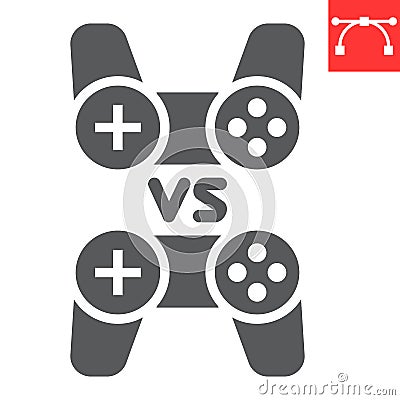 Multiplayer game glyph icon, video games and gamepad, game consoles sign vector graphics, editable stroke solid icon Vector Illustration