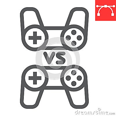 Multiplayer game line icon, video games and gamepad, game consoles sign vector graphics, editable stroke linear icon Vector Illustration