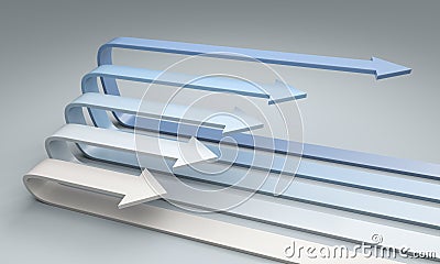 Multiple arrows pointing forward showing growth and progress Stock Photo