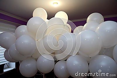 Multiple balloons in gradient colorspace.Color white Stock Photo