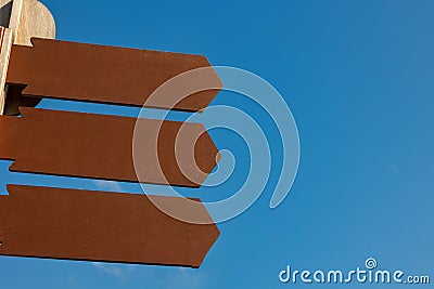 Multiple blank directional signs with copy space for text Stock Photo