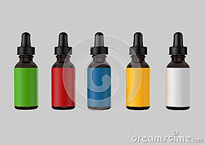 Multiple blank medicine tincture bottle mockups Stock Photo