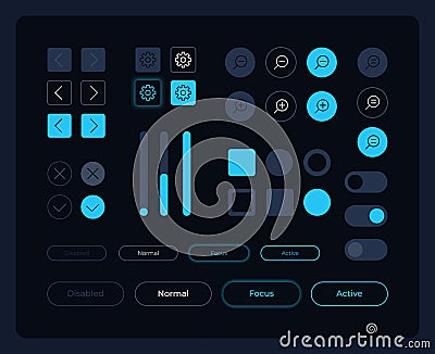 Multiple buttons UI elements kit Vector Illustration