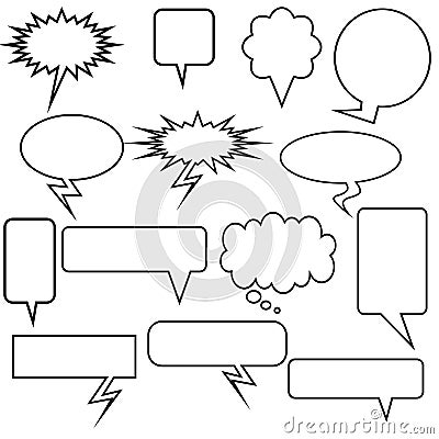 Multiple Chat Icons - black and white Vector Illustration