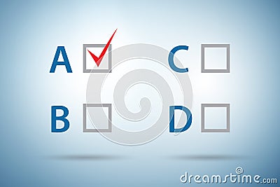 Multiple choice test question concept Stock Photo