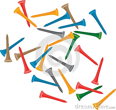 Multiple colored golf tees Vector Illustration