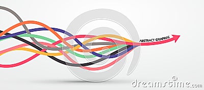 Multiple colored ropes converging into arrows in the same direction, vector graphics Vector Illustration