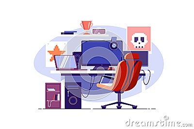 Multiple computer monitors for gaming Vector Illustration