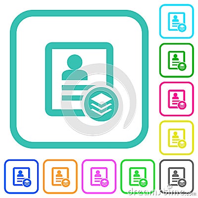 Multiple contacts vivid colored flat icons Vector Illustration