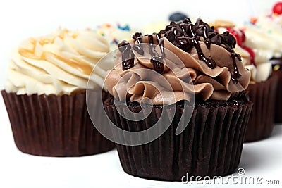 Multiple Cupcakes on White Background Stock Photo