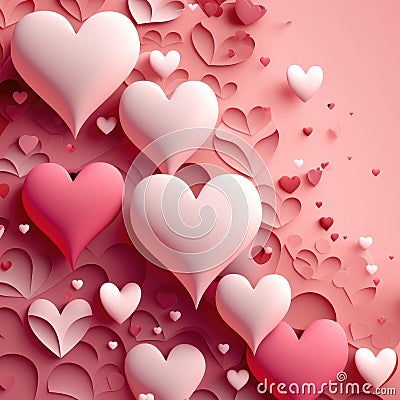 Multiple 3D hearts background - generative AI Stock Photo