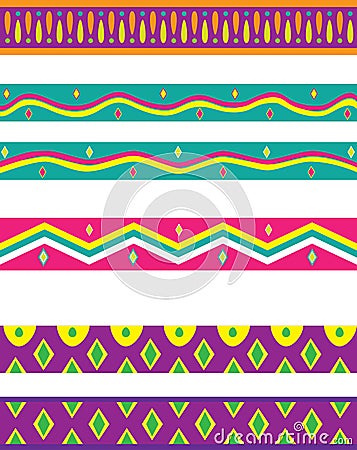 Multiple Decorative Borders in Bright, Vibrant Colors and Patterns Stock Photo