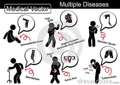 Multiple diseases Vector Illustration