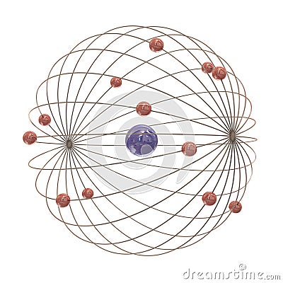 Multiple electron paths around the nucleus Stock Photo