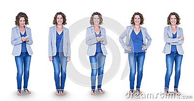 Multiple image of woman standing in various poses Stock Photo