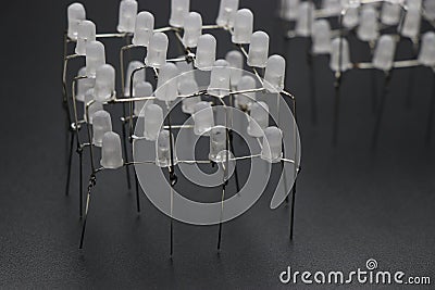 Multiple LED is soldered and sorted in square order in the process of making some electronic project Stock Photo