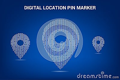 Multiple Location pin marker signage pixel style Vector Illustration