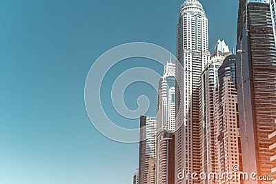 Multiple moderns skyscrapers in sunny day Stock Photo